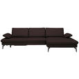 ECKSOFA in Echtleder Braun  - Schwarz/Braun, Design, Leder/Metall (325/157cm) - Dieter Knoll