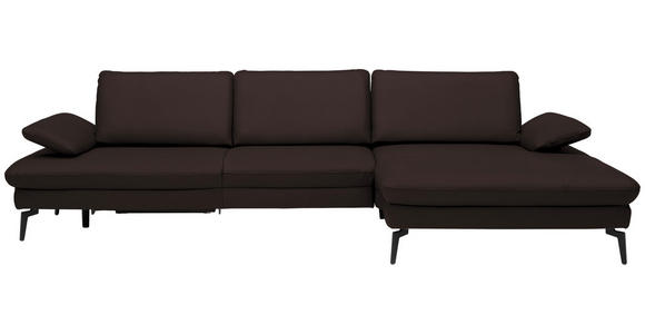 ECKSOFA in Echtleder Braun 325/157 cm - Schwarz/Braun, Design, Leder/Metall (325/157cm) - Dieter Knoll