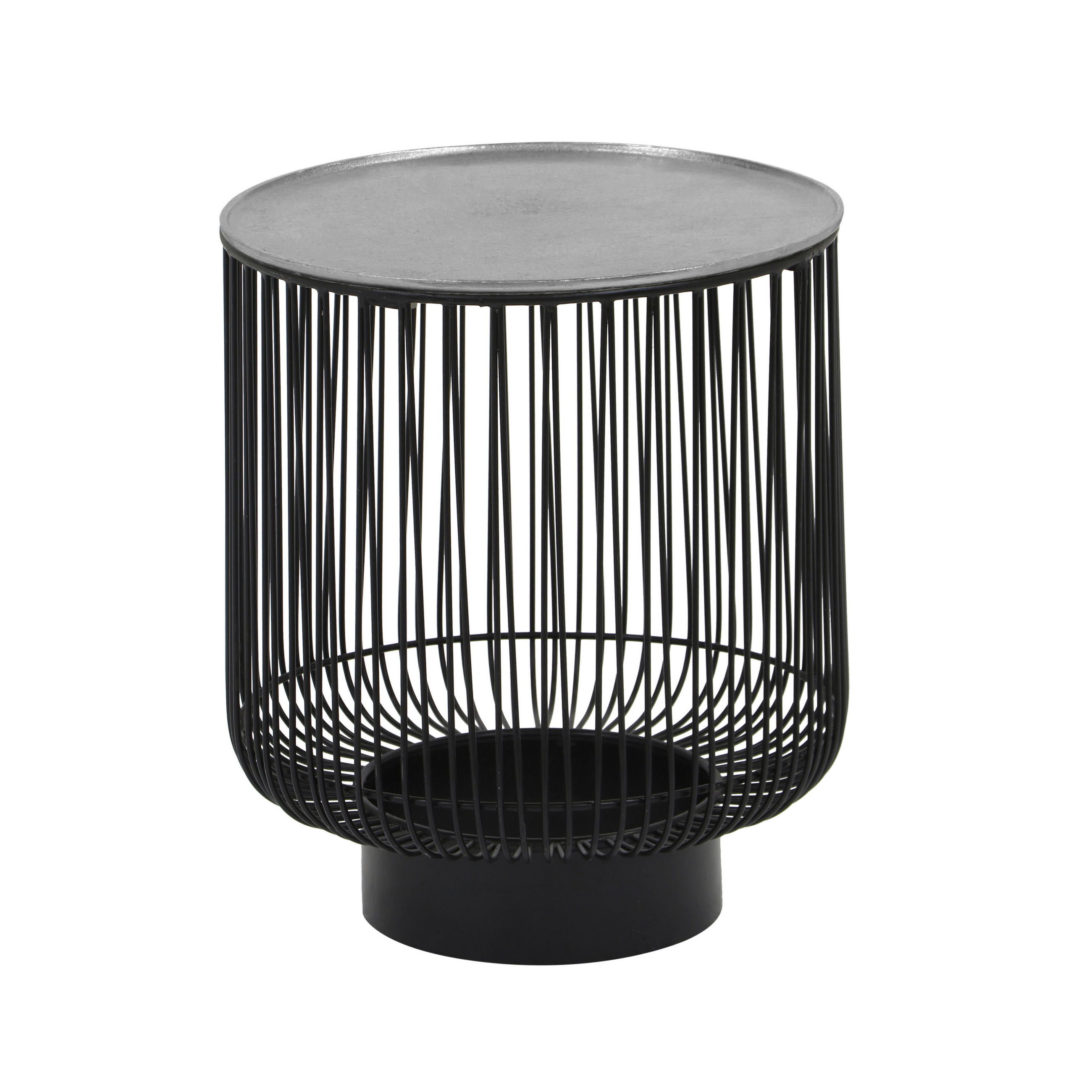BEISTELLTISCH 41/41/46 cm Schwarz, Silberfarben  - Silberfarben/Schwarz, MODERN, Metall (41/41/46cm)