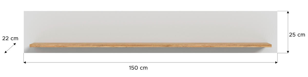 STENSKA POLICA - siva/barve hrasta, Design, leseni material (150/25/22cm) - MID.YOU
