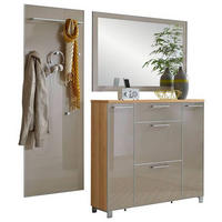 GARDEROBE 3-teilig  in 190/195/31 cm  - Taupe/Eichefarben, Design, Glas/Holz (190/195/31cm)