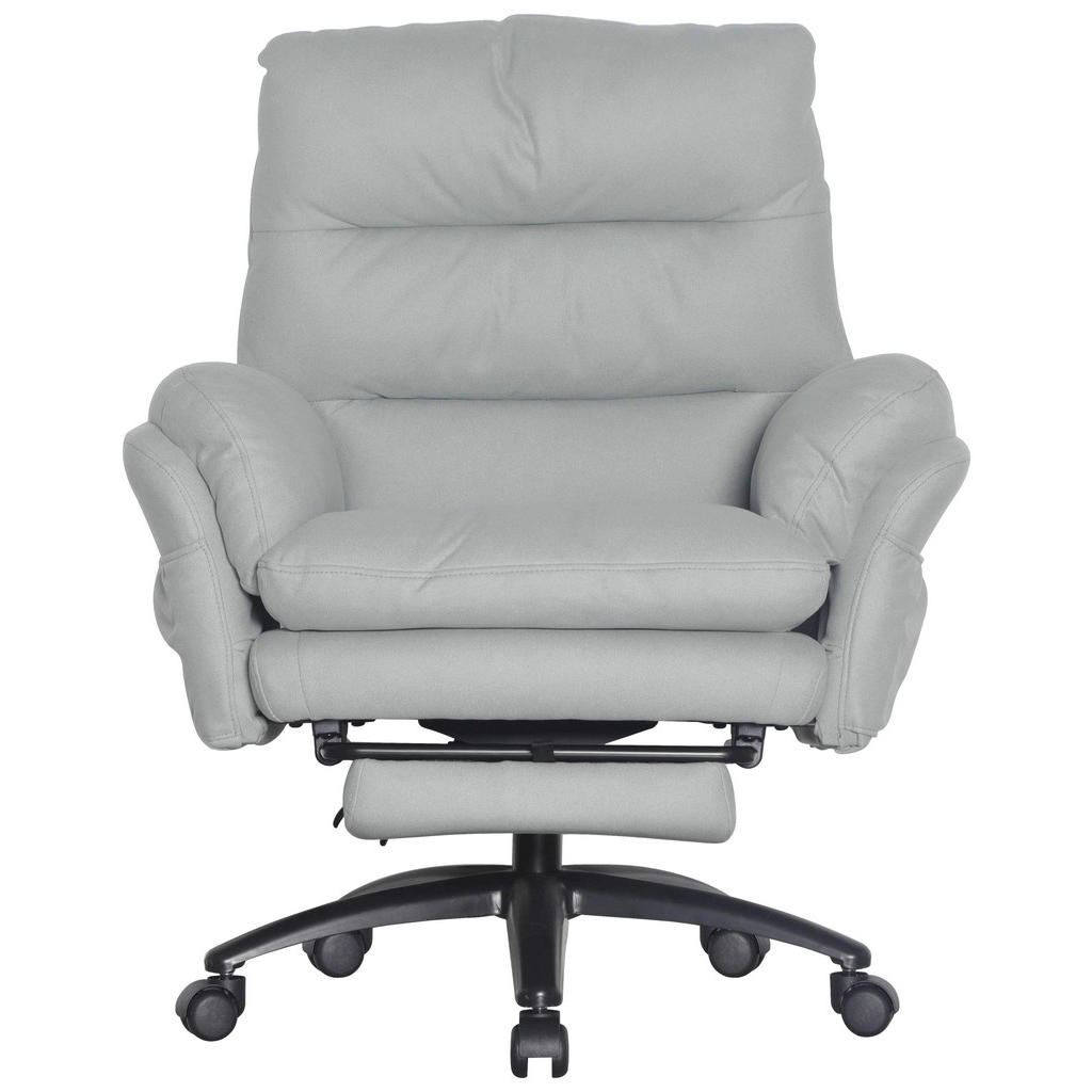 Thumbnail - Venda Chefsessel, Schwarz, Hellgrau, Metall, Kunststoff, Textil, Drehkreuz, 79x101-109x74 cm, Sitzfläche 360° drehbar, A...