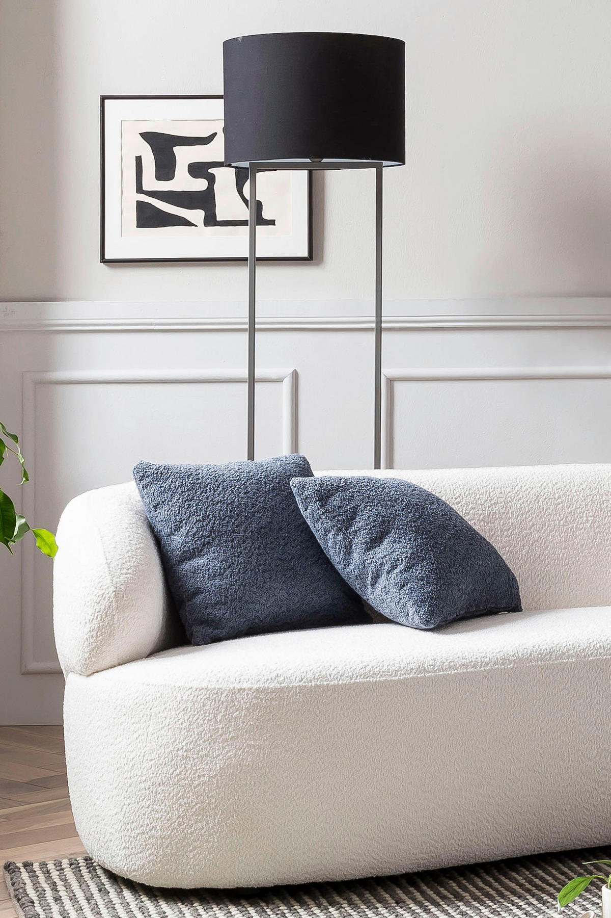 2-SITZER-SOFA in Bouclé Weiß  - Schwarz/Weiß, MODERN, Kunststoff/Textil (170/70/95cm) - Livetastic