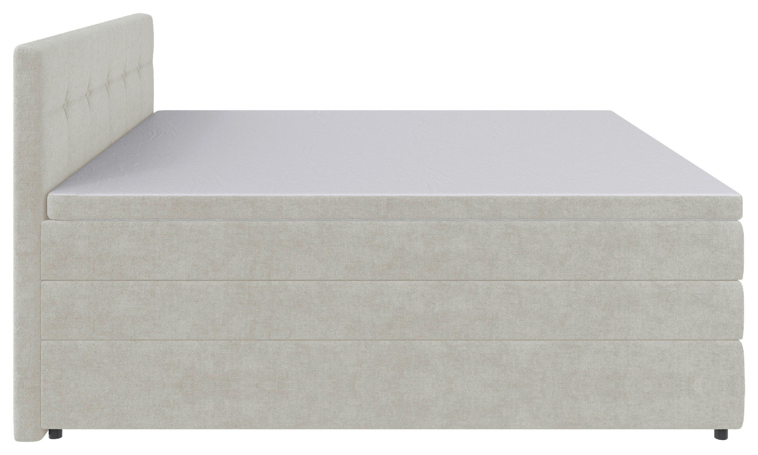 Thumbnail - Carryhome Boxspringbett, Creme, Textil, H3, Höhe ca. 18 cm, 180x200 cm, gepolstertes Kopfteil, Topper durchgehend, in ve...