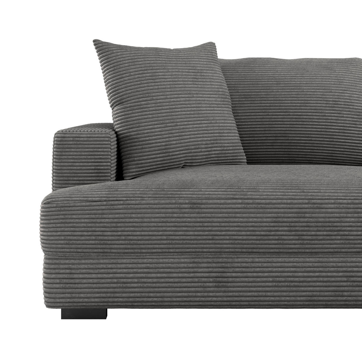 MEGASOFA Dunkelgrau  - Wengefarben/Dunkelgrau, Trend, Kunststoff/Textil (261/83/124cm) - Livetastic