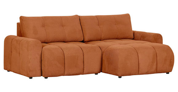 ECKSOFA  in Flachgewebe Rostfarben  - Rostfarben/Schwarz, KONVENTIONELL, Kunststoff/Textil (256/157cm) - Carryhome