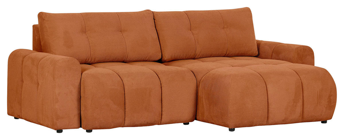 HÖRNSOFFA i flatväv rostfärgad  - svart/rostfärgad, Klassisk, textil/plast (256/157cm) - Livetastic