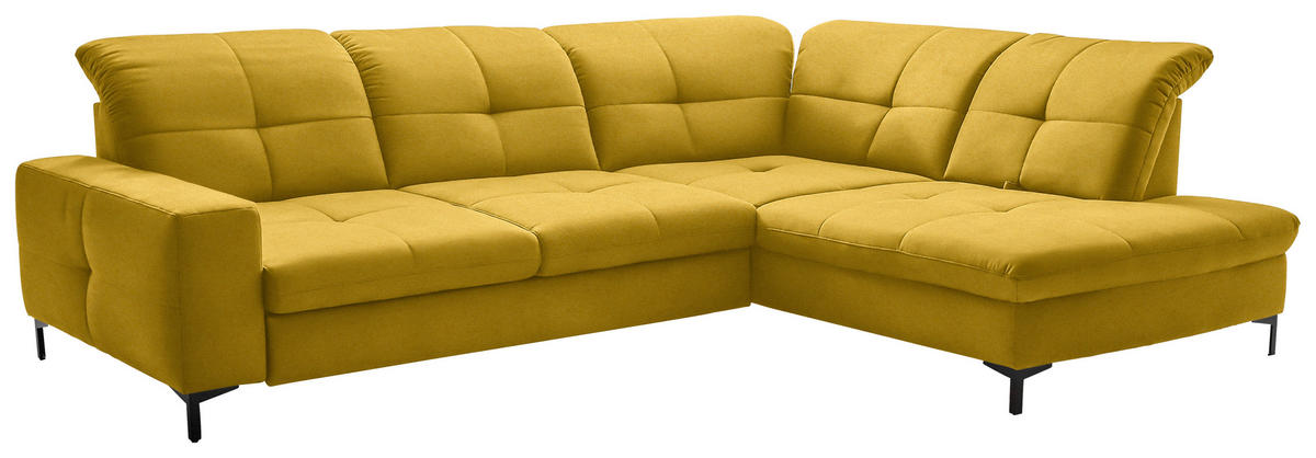 ECKSOFA in Chenille Currygelb  310/240 cm  - Currygelb/Schwarz, Design, Textil/Metall (310/240cm) - Xora