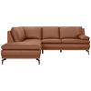 ECKSOFA Cognac Echtleder  - Cognac/Schwarz, Design, Leder (221/248cm) - MID.YOU