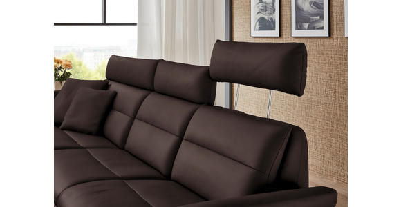 ECKSOFA in Echtleder Dunkelbraun  169/298 cm  - Dunkelbraun/Schwarz, Design, Leder/Metall (169/298cm) - Dieter Knoll