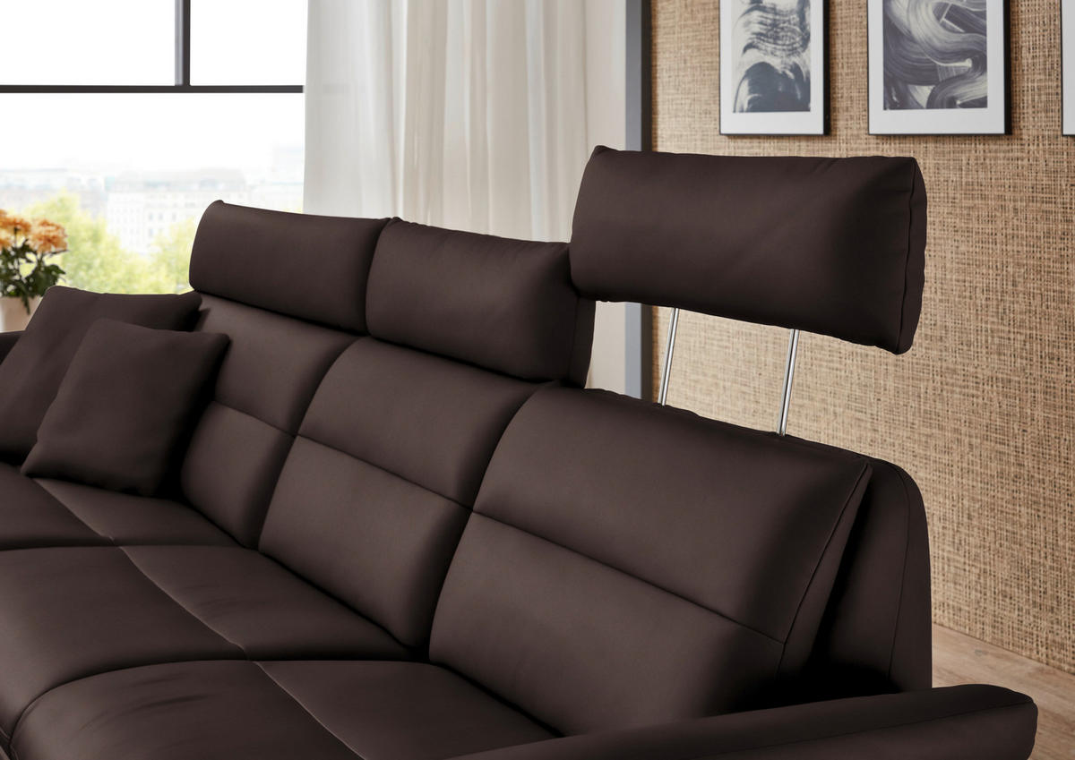 ECKSOFA in Echtleder Dunkelbraun  - Dunkelbraun/Schwarz, Design, Leder/Metall (169/298cm) - Dieter Knoll