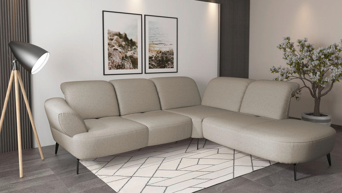 ROHOVÁ SEDAČKA, textil, taupe - čierna/taupe, Modern, kov/textil (302/270cm) - Sit & More