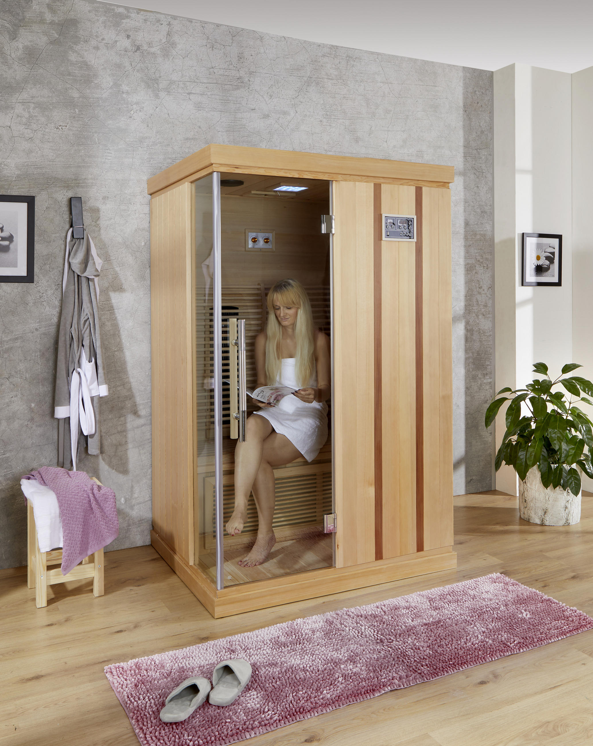 INFRAROTKABINE für 2 Personen TRENDY  - Naturfarben, Holz (123/190/103cm) - Sanotechnik