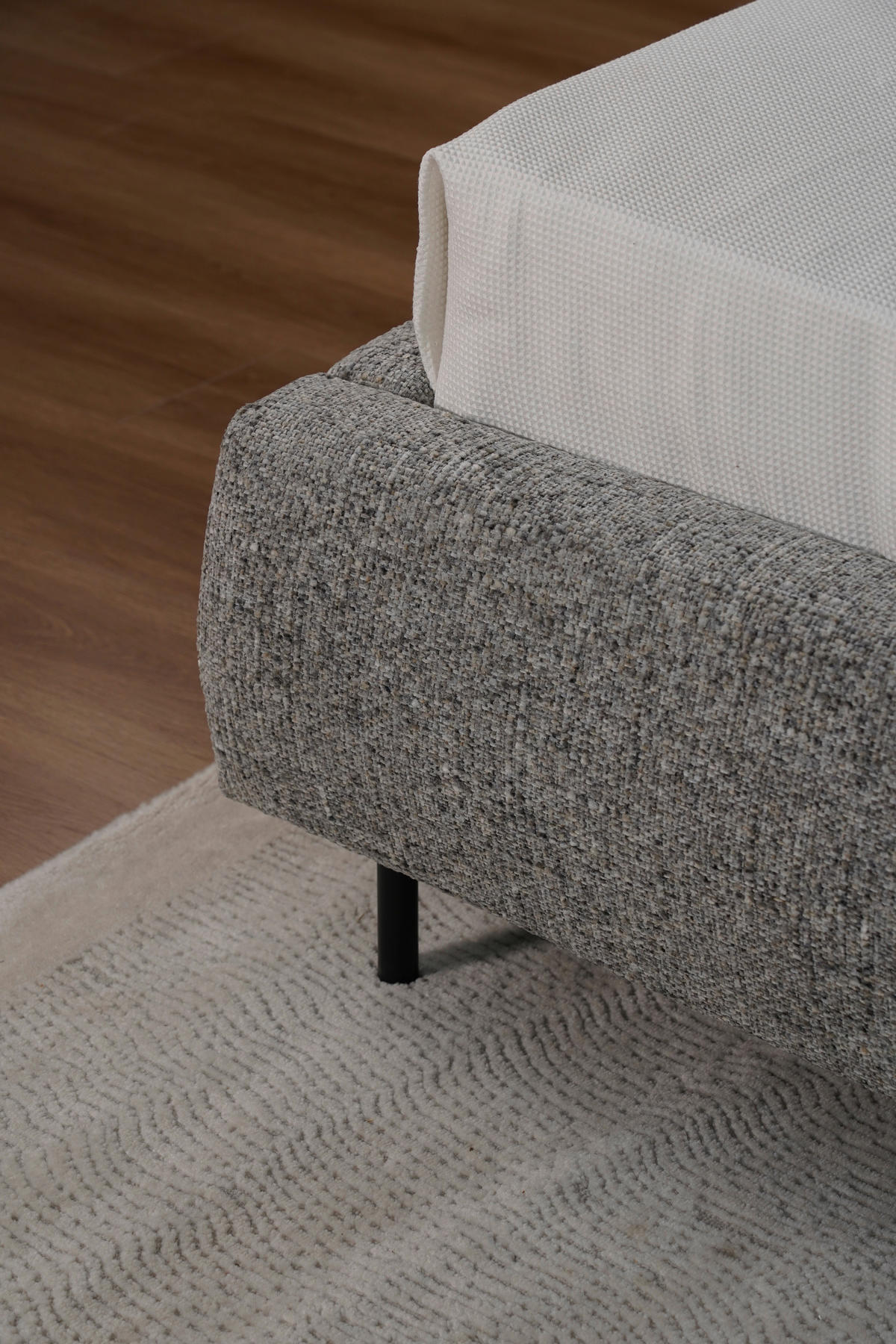 POLSTERBETT 180/200 cm,  in Eichefarben, gepolstertes Kopfteil, Lattenrost,  - Eichefarben/Schwarz, Design, Holz/Textil (180/200cm) - Boxxx