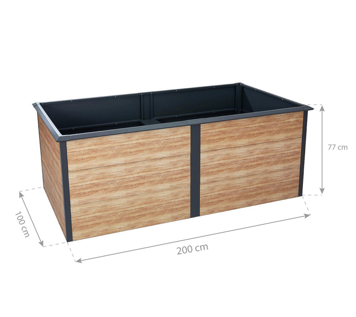 HOCHBEET Primus  - Lärchefarben, KONVENTIONELL, Metall (100/200/77cm) - Ambia Garden