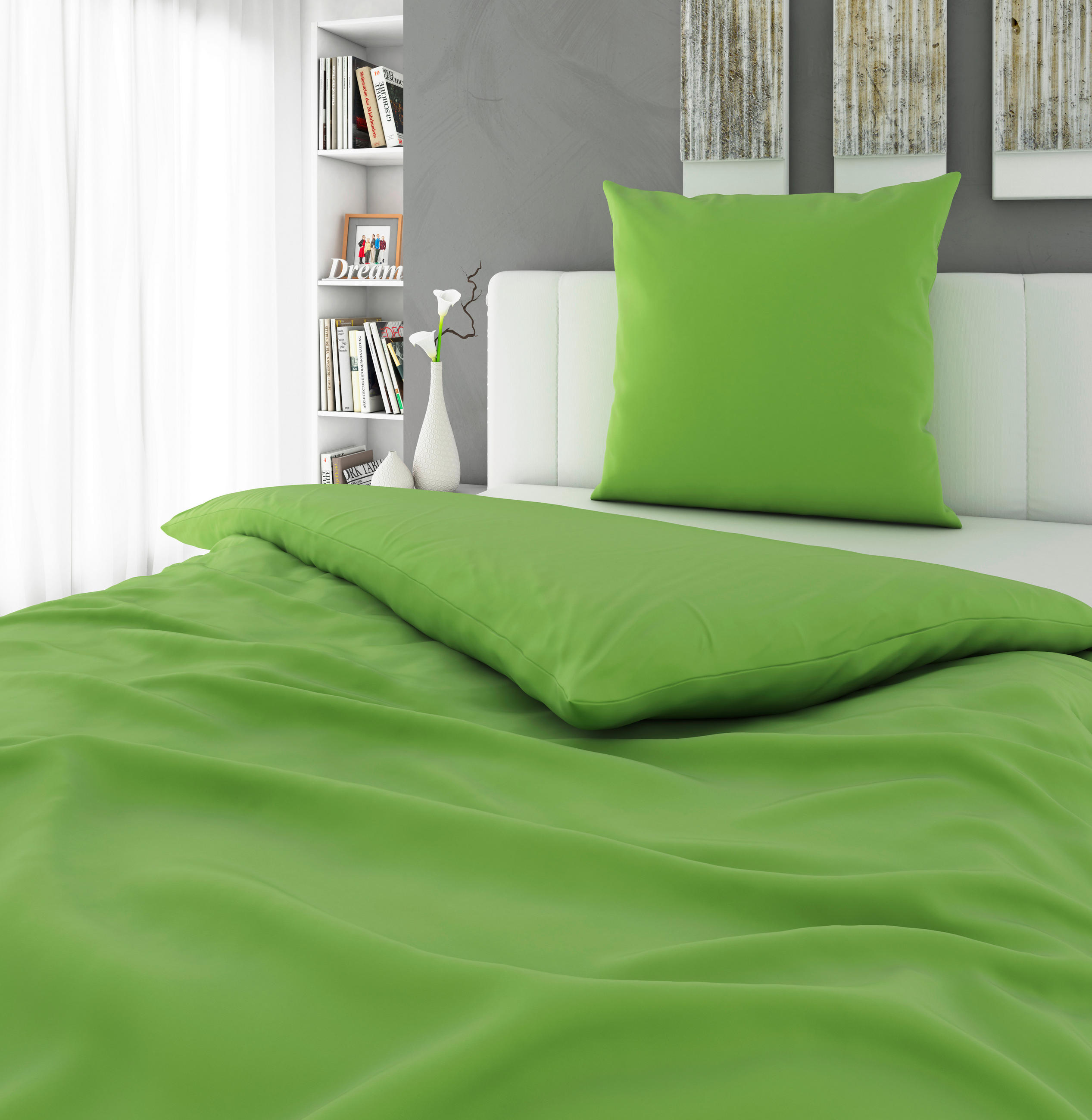 BETTWÄSCHE 135/200 cm Renforcé  - Limette, KONVENTIONELL, Textil (135/200cm) - Bio:Vio