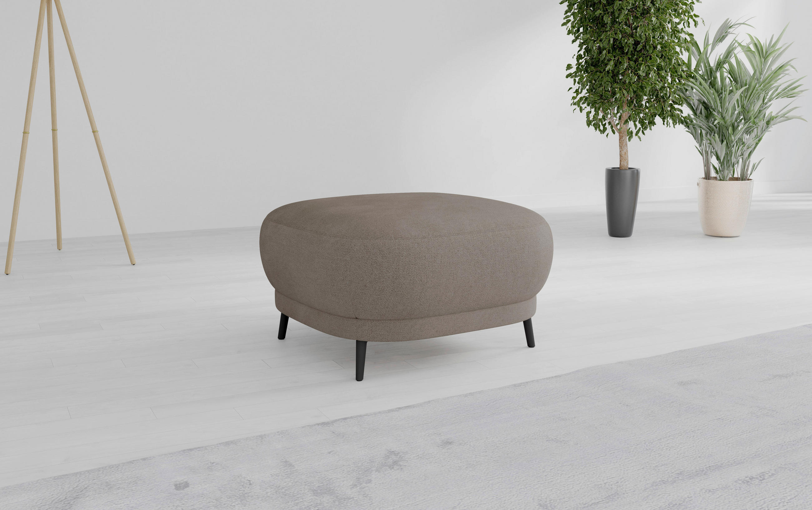 HOCKER in Textil Haselnussfarben  - Schwarz/Haselnussfarben, MODERN, Textil/Metall (90/49/90cm) - Sit & More