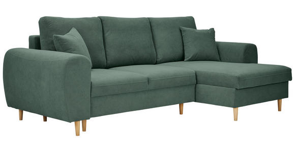 ECKSOFA Grün Webstoff  - Naturfarben/Grün, KONVENTIONELL, Holz/Textil (250/145cm) - Carryhome