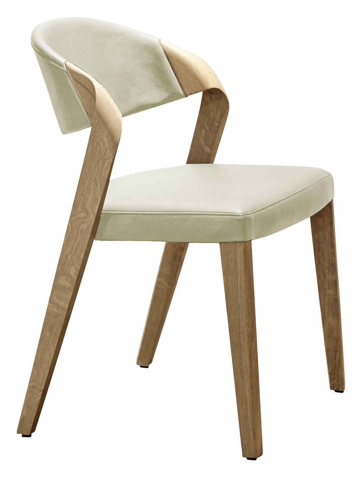 STUHL  in Echtleder pigmentiert  - Eichefarben/Beige, Natur, Leder/Holz (53/82/57cm) - Voglauer
