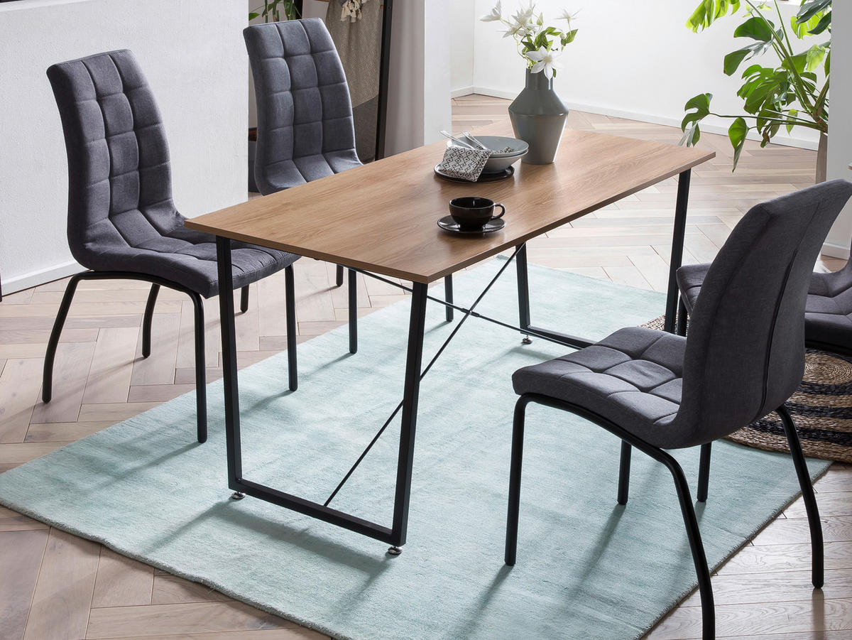 STUHL-SET 2 Stück  in Textil  - Dunkelgrau/Schwarz, Design, Textil/Metall (42/103/58,5cm) - Livetastic