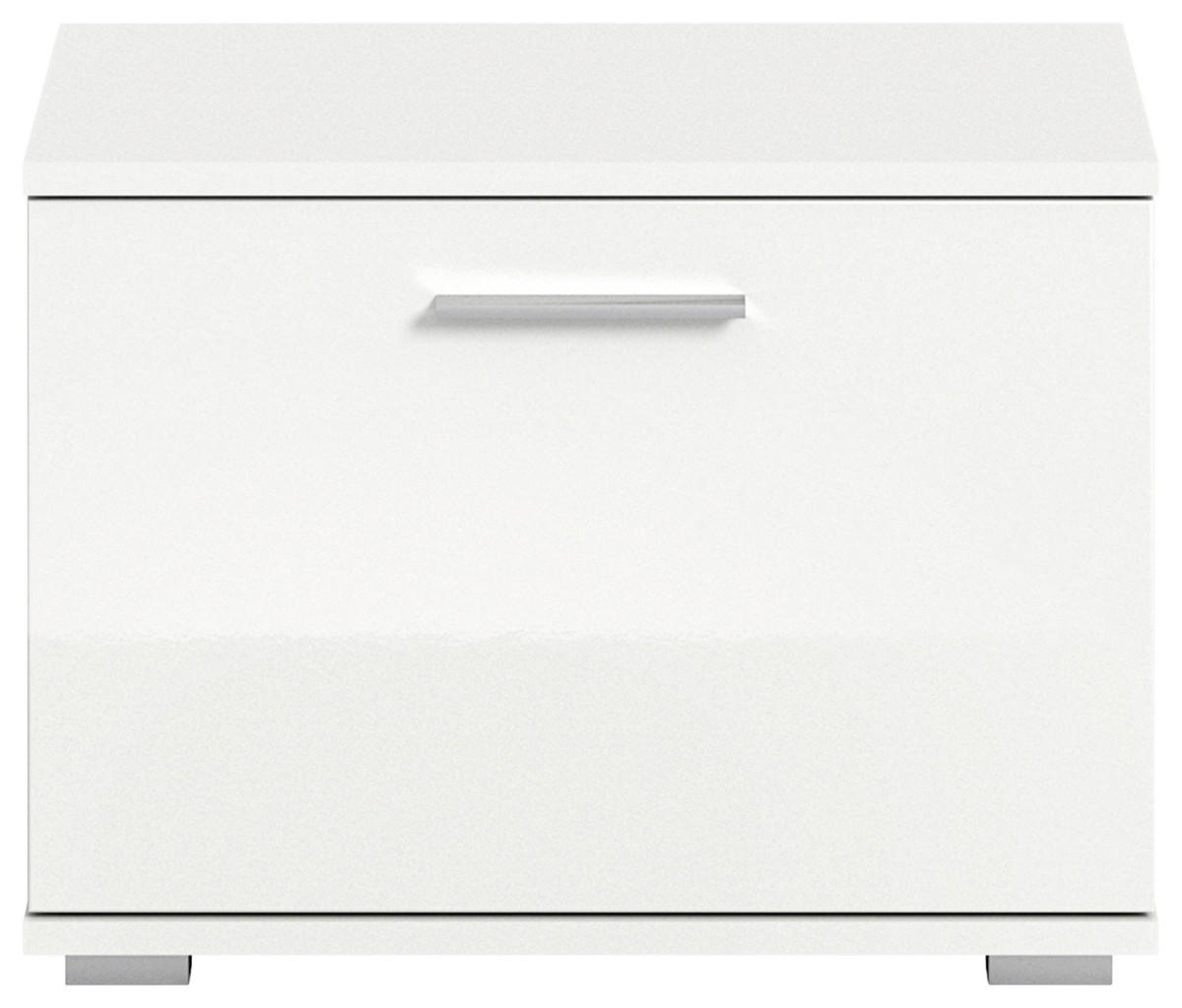 GARDEROBENBANK Prego  in 55/40/37 cm  - Weiß Hochglanz/Silberfarben, Design, Holzwerkstoff/Kunststoff (55/40/37cm) - Xora