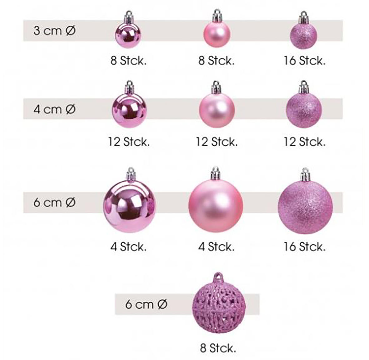 CHRISTBAUMKUGEL-SET 100-teilig  - Lila/Alufarben, Trend, Kunststoff (35/23/12cm) - X-Mas