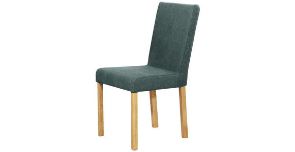 STUHL Webstoff Türkis, Eichefarben Eiche vollmassiv  - Türkis/Eichefarben, KONVENTIONELL, Holz/Textil (47/94/59cm) - Linea Natura