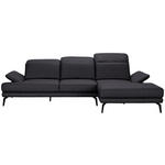 ECKSOFA in Echtleder Dunkelbraun  - Dunkelbraun/Schwarz, Design, Leder/Metall (288/184cm) - Novel