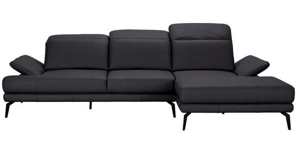 ECKSOFA in Echtleder Dunkelbraun  - Dunkelbraun/Schwarz, Design, Leder/Metall (288/184cm) - Novel