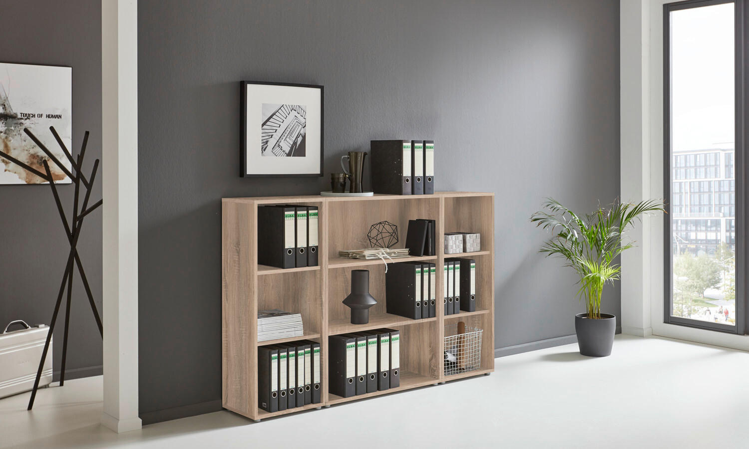 AKTENREGAL 84,4/113,6/33 cm  - Silberfarben/Sonoma Eiche, MODERN, Holzwerkstoff (84,4/113,6/33cm) - MID.YOU