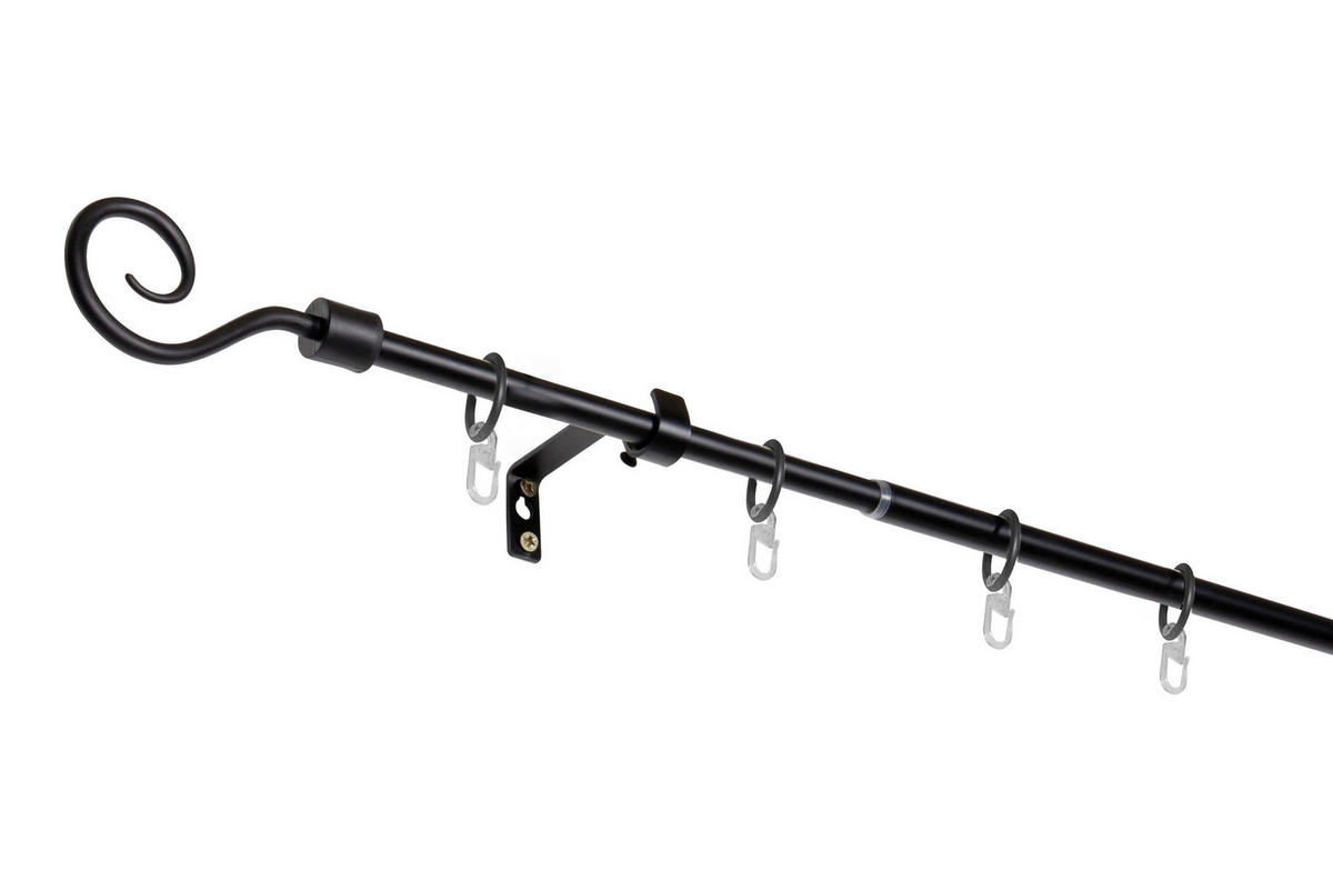 VORHANGSTANGENSET  130 cm  - Schwarz, Basics, Metall (130cm)
