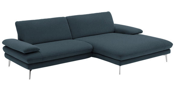 ECKSOFA Dunkelblau Webstoff  - Schwarz/Dunkelblau, Design, Textil/Metall (284/184cm) - Dieter Knoll