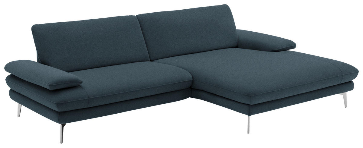 ECKSOFA in Webstoff Dunkelblau  - Schwarz/Dunkelblau, Design, Textil/Metall (284/184cm) - Dieter Knoll