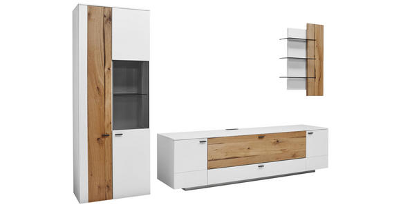 WOHNWAND in Weiß, Eichefarben - Eichefarben/Anthrazit, Design, Glas/Holz (317/196,8/49,2cm) - Dieter Knoll