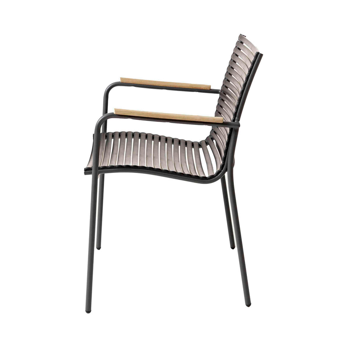 STAPELSTUHL Teakfarben, Schwarz, Anthrazit  - Anthrazit/Schwarz, KONVENTIONELL, Holz/Kunststoff (60/84/56cm) - Gardenson