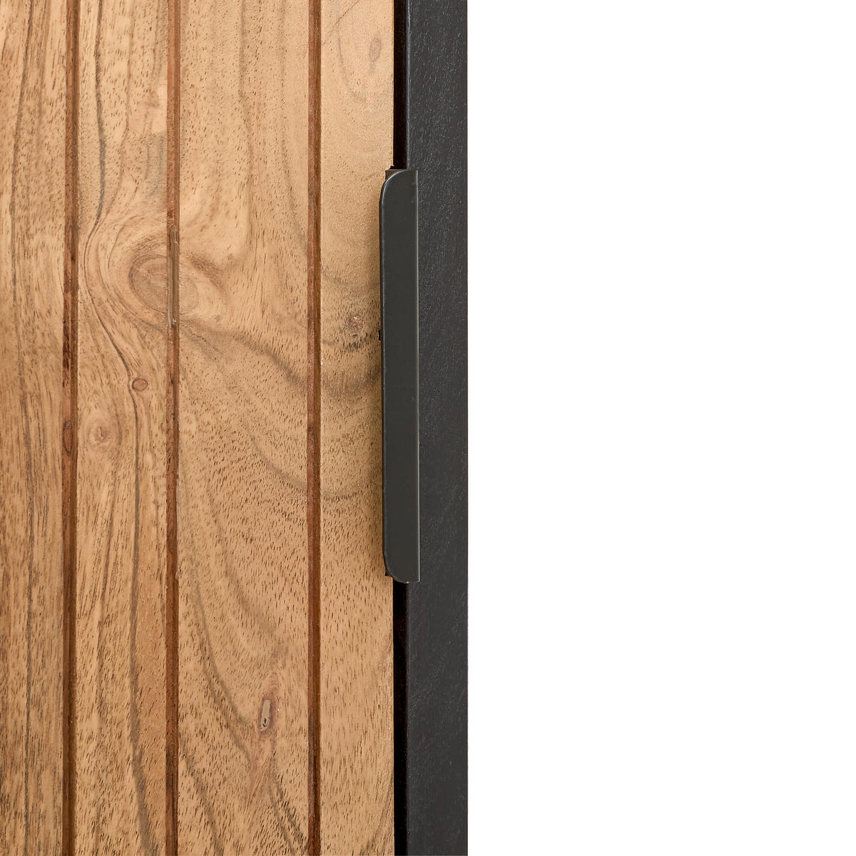 VITRINE in Hartholz Akazie Schwarz, Akaziefarben  - Schwarz/Akaziefarben, KONVENTIONELL, Glas/Holz (60/180/40cm) - Livetastic
