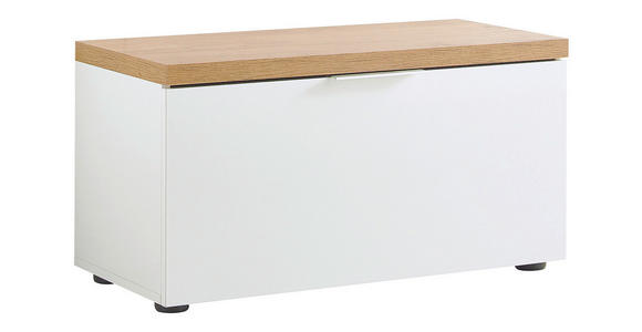 GARDEROBENBANK Weiß, Eichefarben - Eichefarben/Alufarben, Design, Kunststoff/Metall (80/42/38cm) - Xora