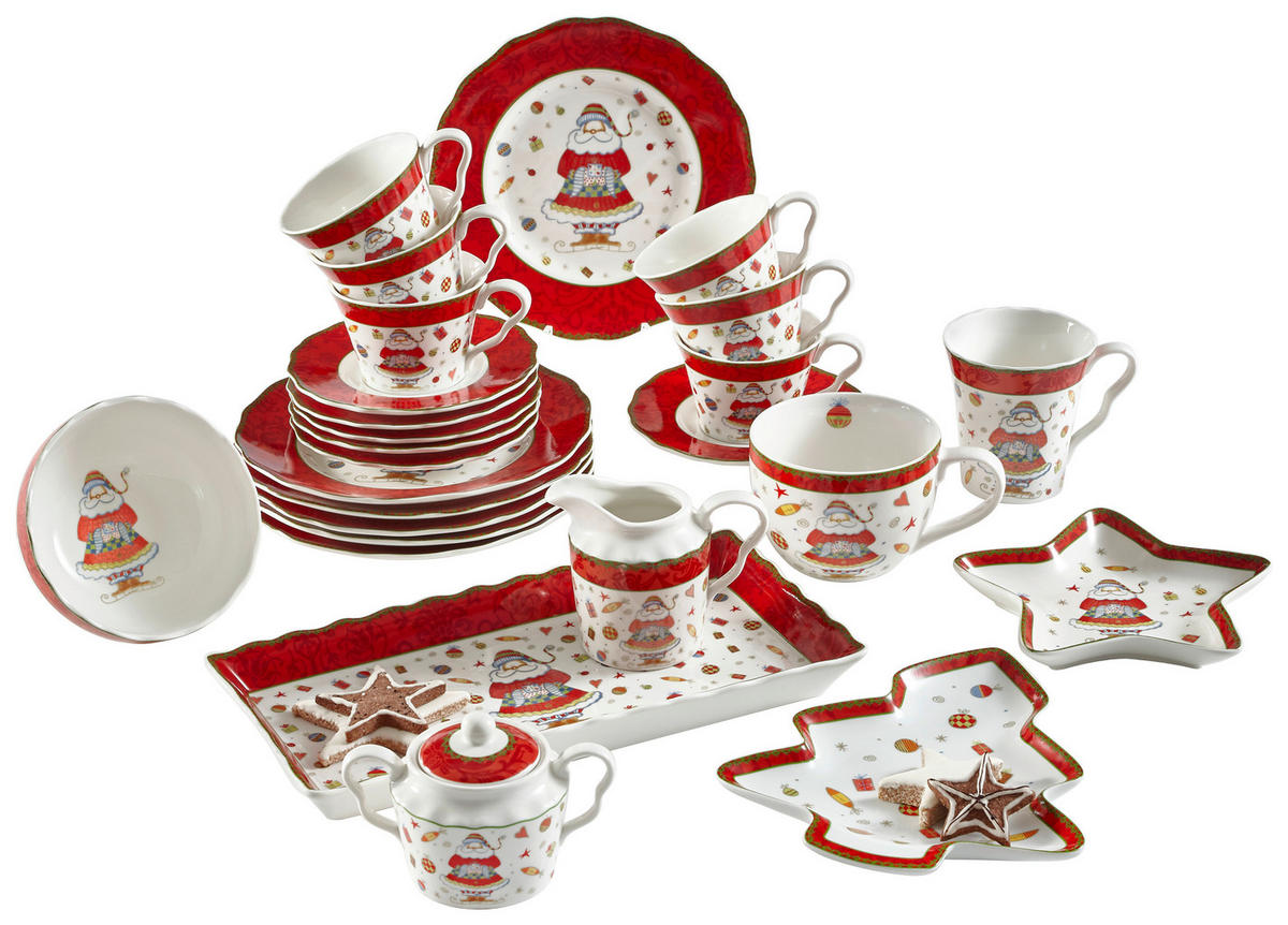 KAVNI SERVIS   18-delni      - večbarvno, Basics, keramika - X-Mas