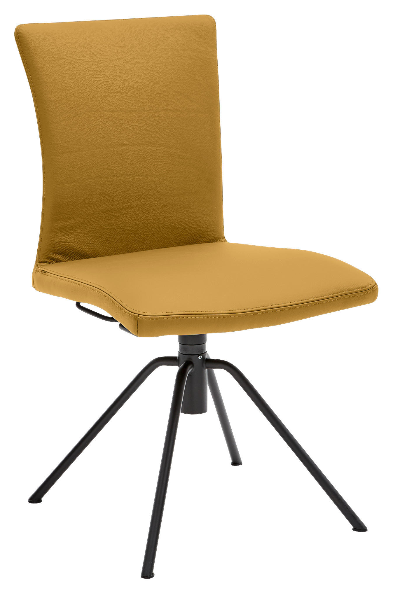 STUHL Echtleder Gelb  - Gelb/Schwarz, Design, Leder/Metall (52/91/58cm) - Musterring