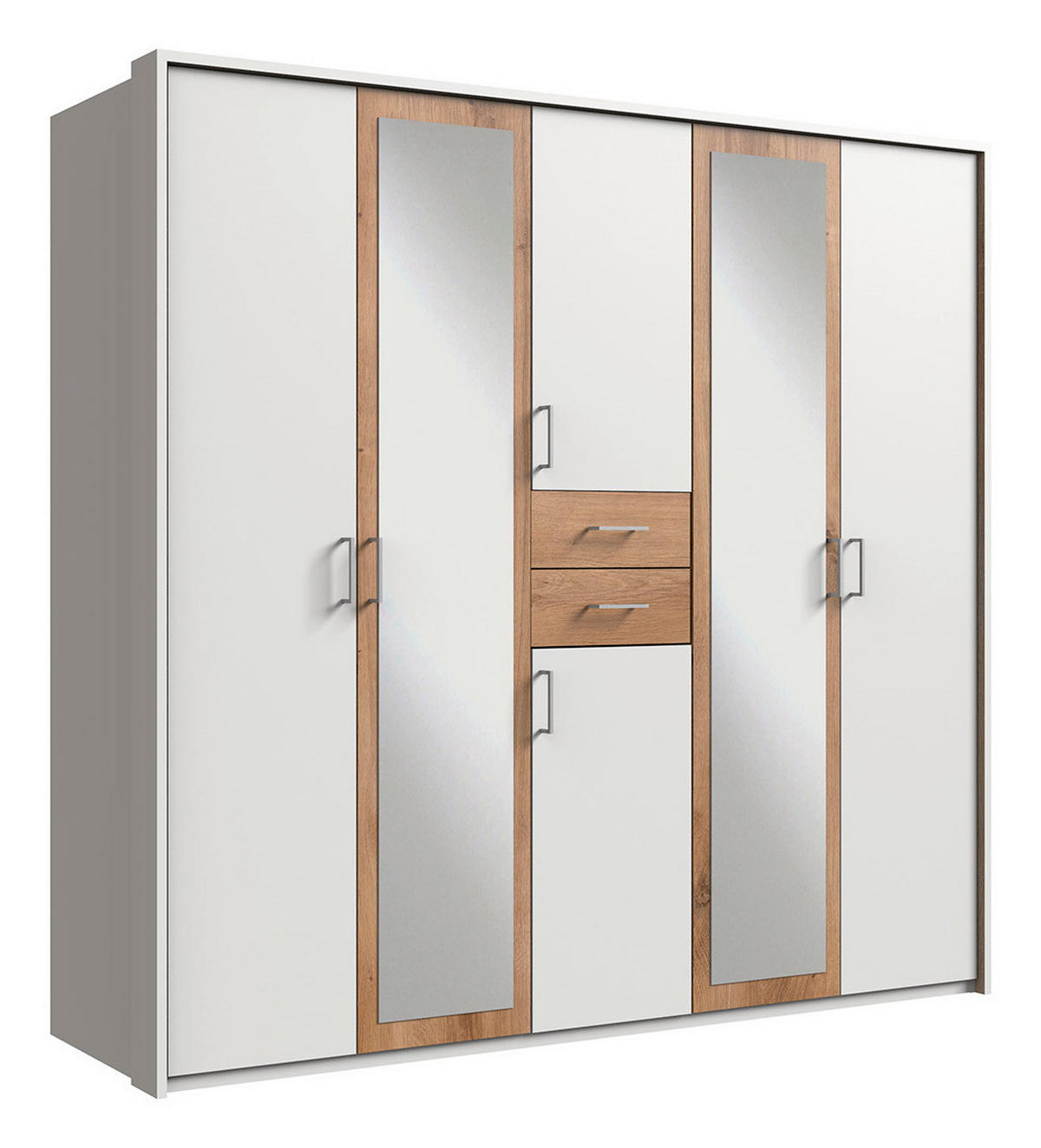 OMARA ZA OBLAČILA, bela, barve hrasta  - barve hrasta/bela, Design, umetna masa/steklo (225/210/58cm) - Hom`in