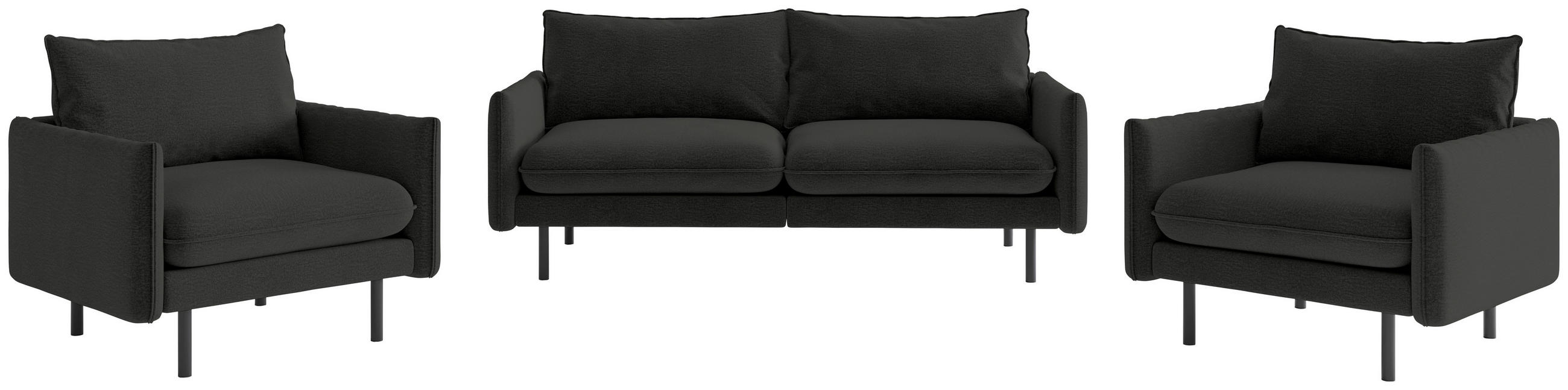 SOFFGRUPP i flatväv mörkgrå  - mörkgrå/svart, Design, textil (215/85/92cm) - Livetastic