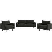 SITZGARNITUR in Flachgewebe Dunkelgrau  - Dunkelgrau/Schwarz, Design, Textil (215/85/92cm) - Livetastic