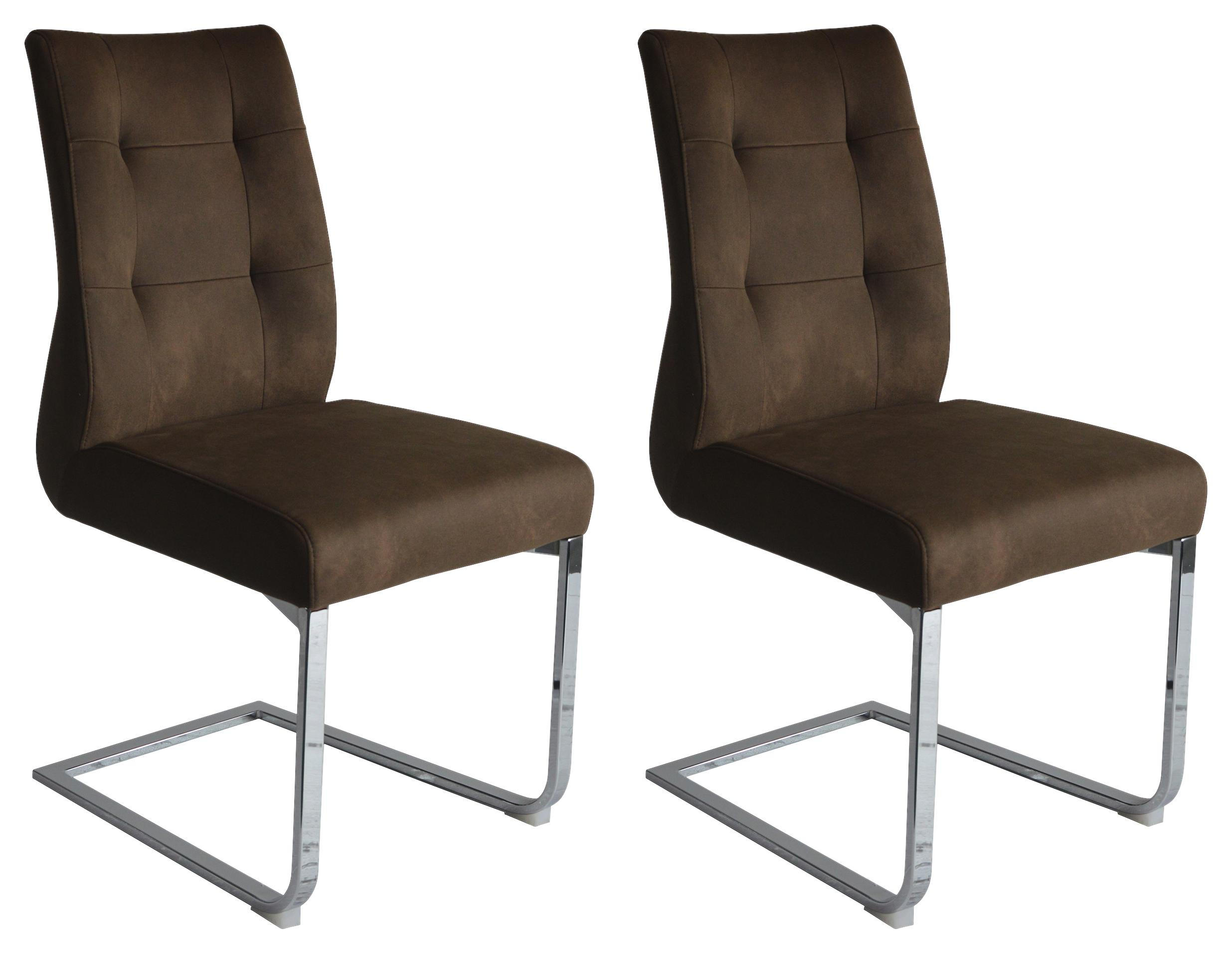 Stuhl-Set in Metall, Textil Braun, Chromfarben