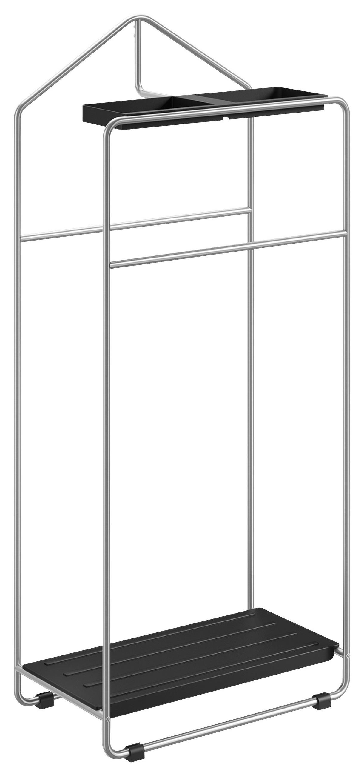 HERRENDIENER in Schwarz, Edelstahlfarben 46,5/107/26,5 cm - Edelstahlfarben/Schwarz, MODERN, Metall (46,5/107/26,5cm) - Zack