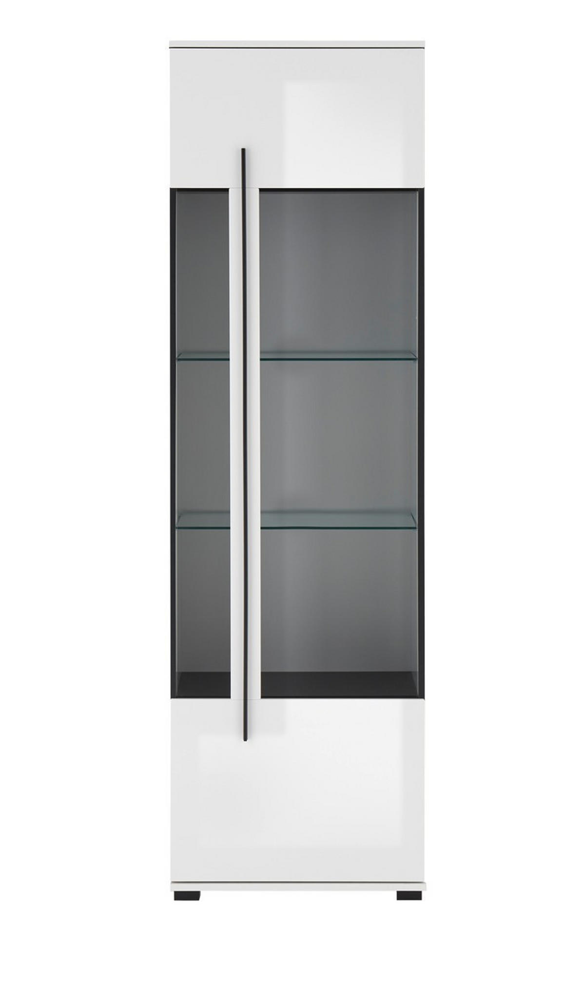 VITRINE  in Weiß Hochglanz  - Weiß Hochglanz/Schwarz, Design, Glas/Holzwerkstoff (60/200/37cm) - Livetastic