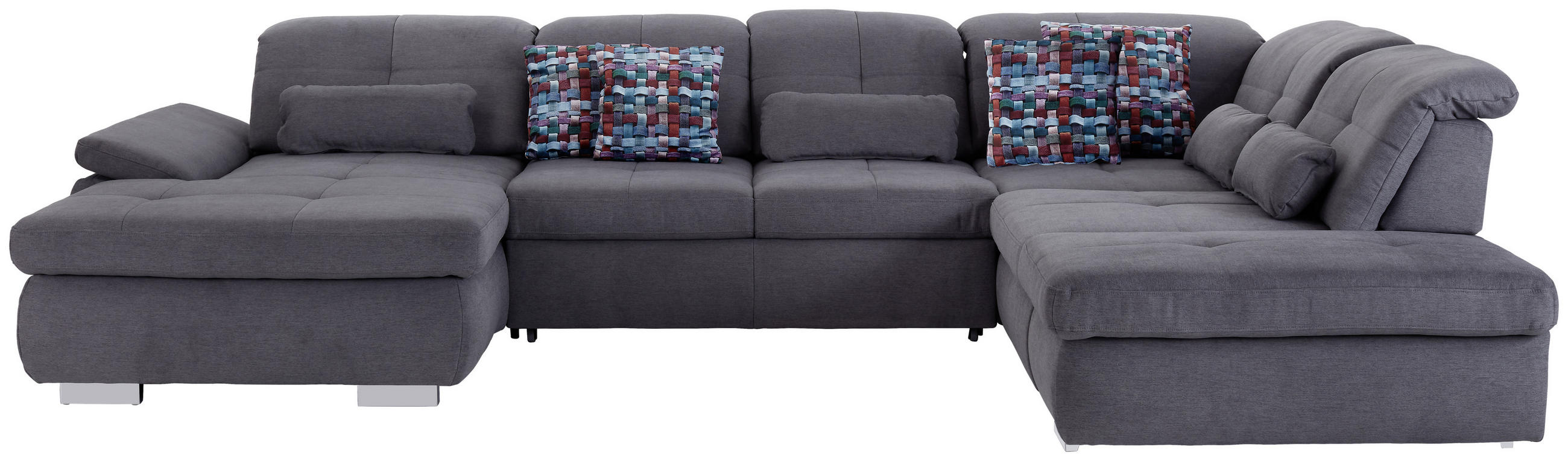 Thumbnail - Mid.you Wohnlandschaft, Grau, Textil, 4-5-Sitzer, U-Form, 371x260 cm, Made in EU, Liegefunktion, Wohnzimmer, Sofas & Cou...