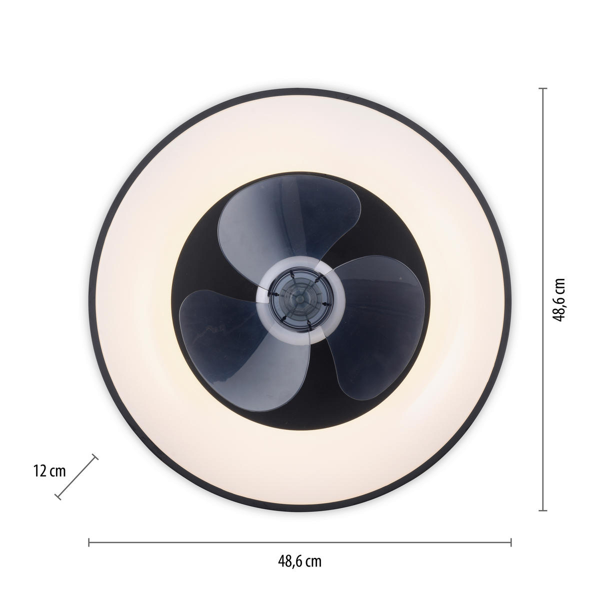 PLAFONSKI VENTILATOR  VENIKA  - crna, Dizajnerski, metal/plastika (48,6/48,6/12cm)