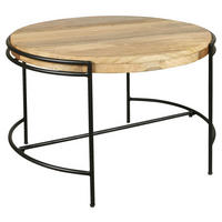 COUCHTISCH Mangoholz vollmassiv rund Schwarz, Hellbraun  - Hellbraun/Schwarz, Design, Holz/Metall (60/40cm) - Livetastic