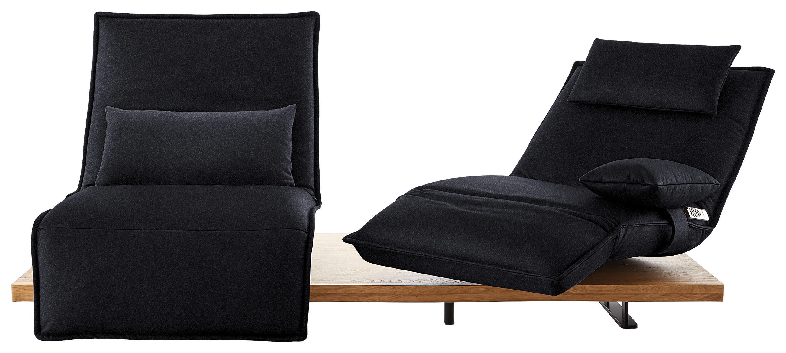 2-SITZER-SOFA in Leder Anthrazit  - Eichefarben/Anthrazit, Natur, Leder/Holz (240/63/115cm) - Koinor