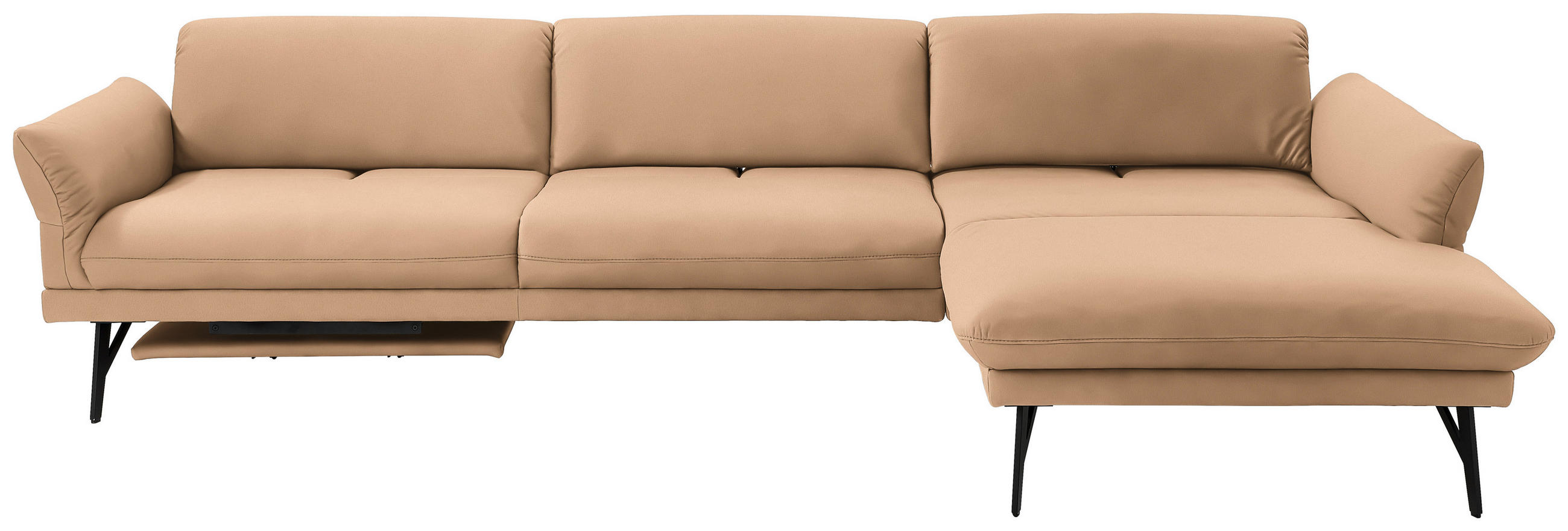 ECKSOFA in Echtleder Naturfarben, Orange  - Anthrazit/Naturfarben, Design, Leder/Metall (308/173cm) - Joop!